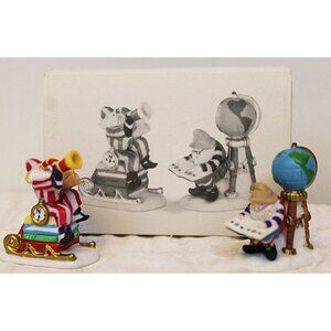 1995 VTG 2 Pc Dept 56 Heritage Village Charting Santa's Course 5636-4 Figurines